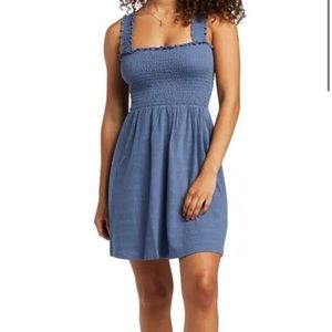 Roxy Hanging 10 Smocked Cotton Blend Minidress